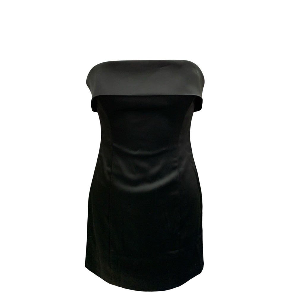 Aritzia TEN Women's Shimmer Satin Tube Strapless Mini Dress Black  Size 2 NWT